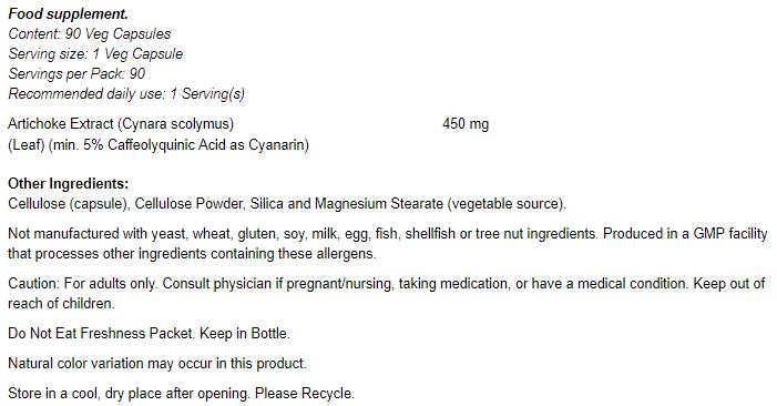 Artičokový extrakt 450 mg - 90 kapsúl