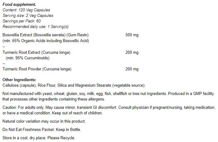 Extrakt z Boswellia 250 mg - 120 kapsúl