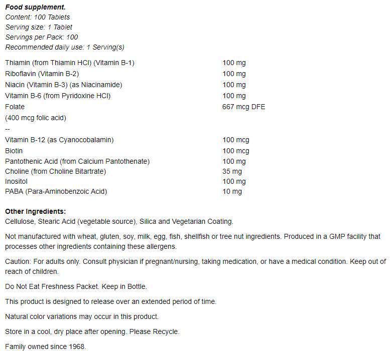 Vitamín B-100 trvalé uvoľňovanie/100Tabs
