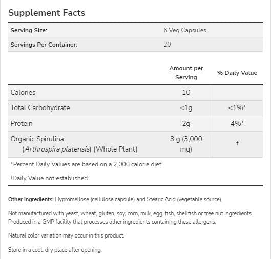 Prírodná spirulina 500 mg - 120 kapsúl