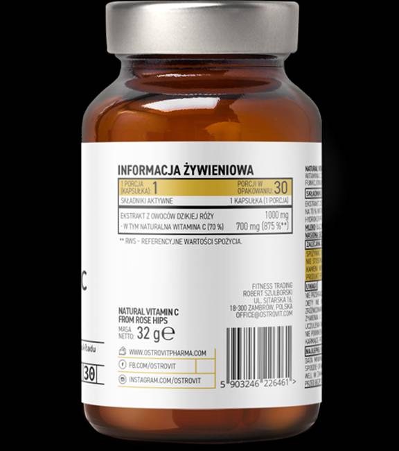 Prírodný vitamín C 1000 mg / z ružových bokov 30 kapsúl