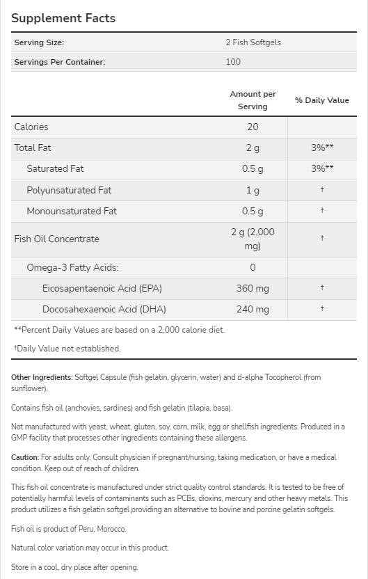Omega 3 1000 mg | Softgels rybích želatín - 200 gélových kapsúl