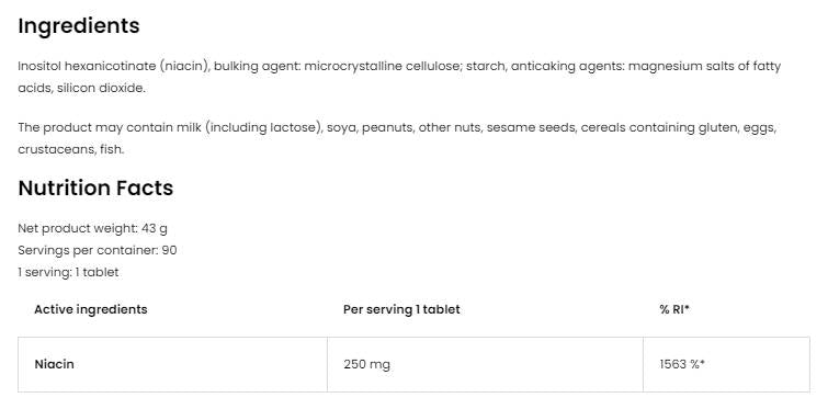 Niacín 250 | Tablety bez flush 90