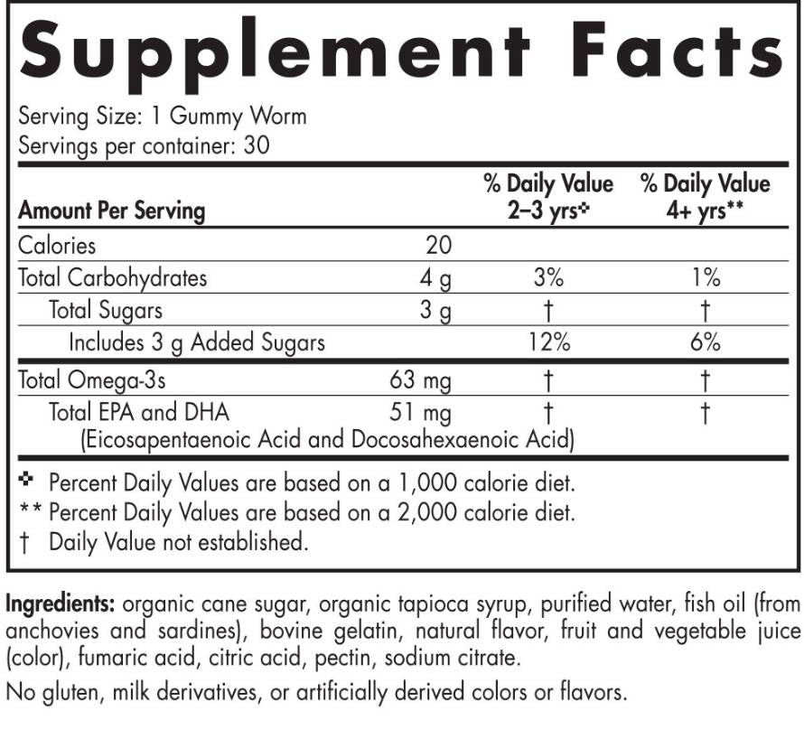 Nordické omega -3 gumové červy 63 mg - 30 žuvacích gélových kapsúl