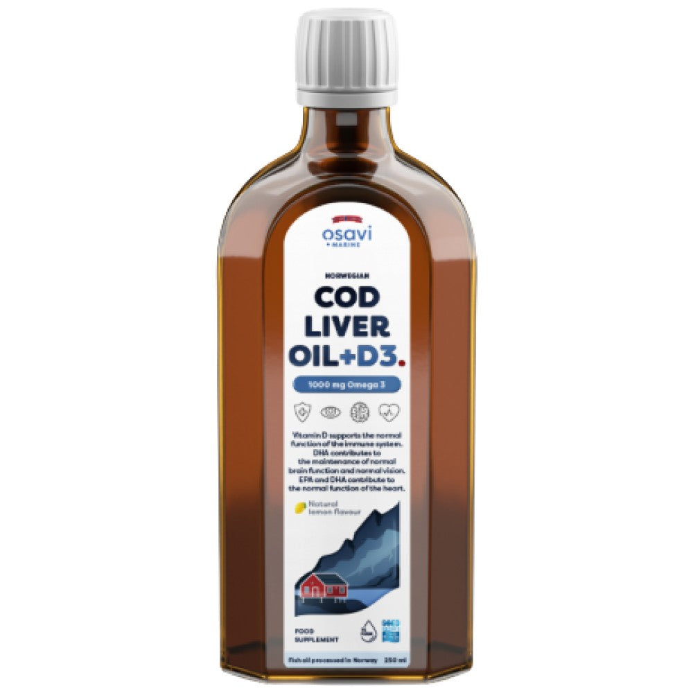 Nórsky olej s pečeňou + D3 | Kvapalina Omega + D3 - 250 ml