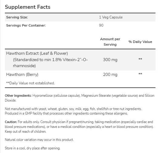 Hawthorn extrakt 300 mg - 90 kapsúl