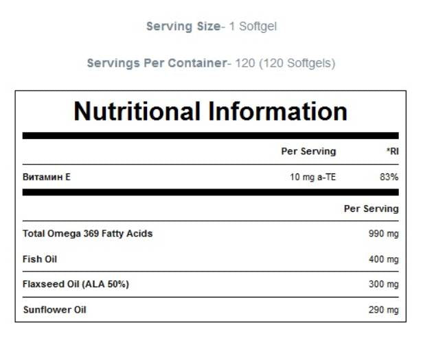 Omega 3-6-9 1000 mg-120 Softgels