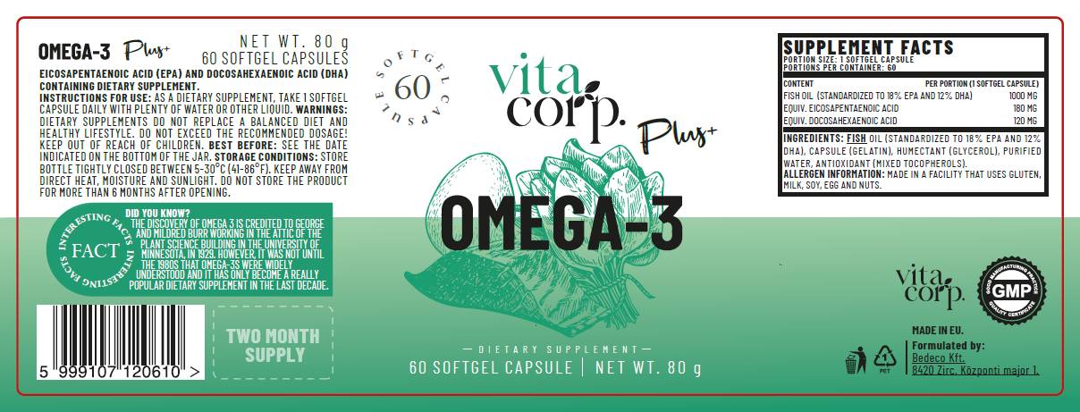 Omega -3 rybí olej 1000 mg - 60 gélových kapsúl