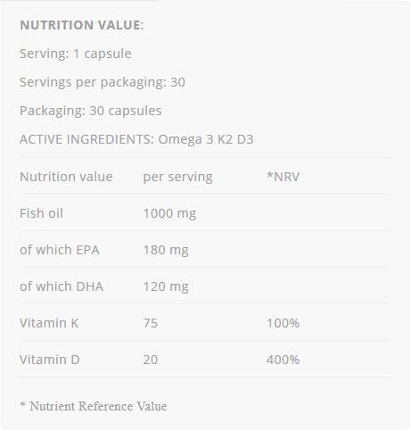 Omega 3 + k2 d3 - 30 gélové kapsuly