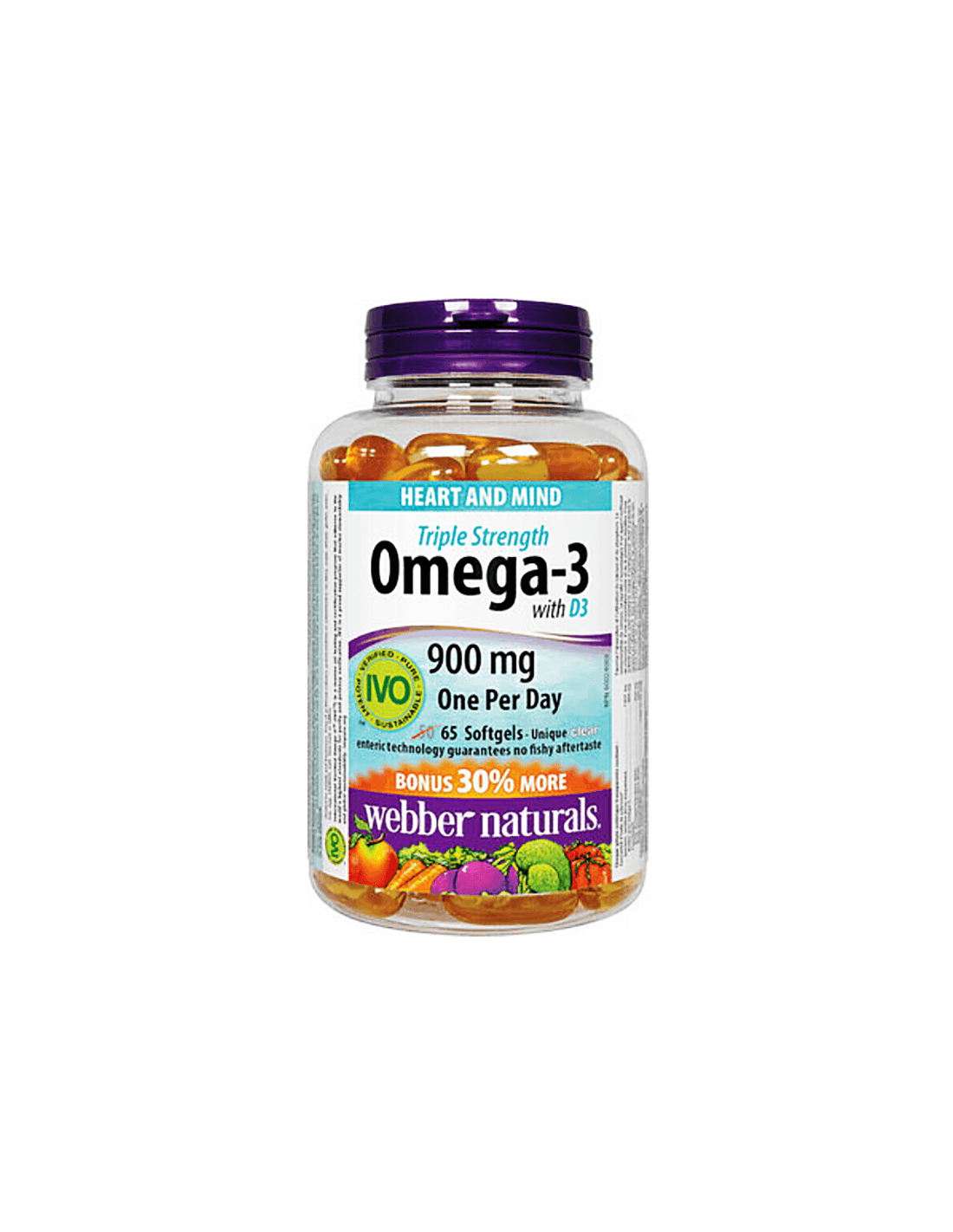 Omega-3 trojitá pevnosť + vitamín D3-Omega-3 (trojnásobná koncentrácia) + vitamín D3 1000 IU, 65 Softgel kapsuly