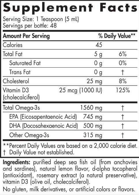 Omega -3D kvapalina 1560 mg - 237 ml
