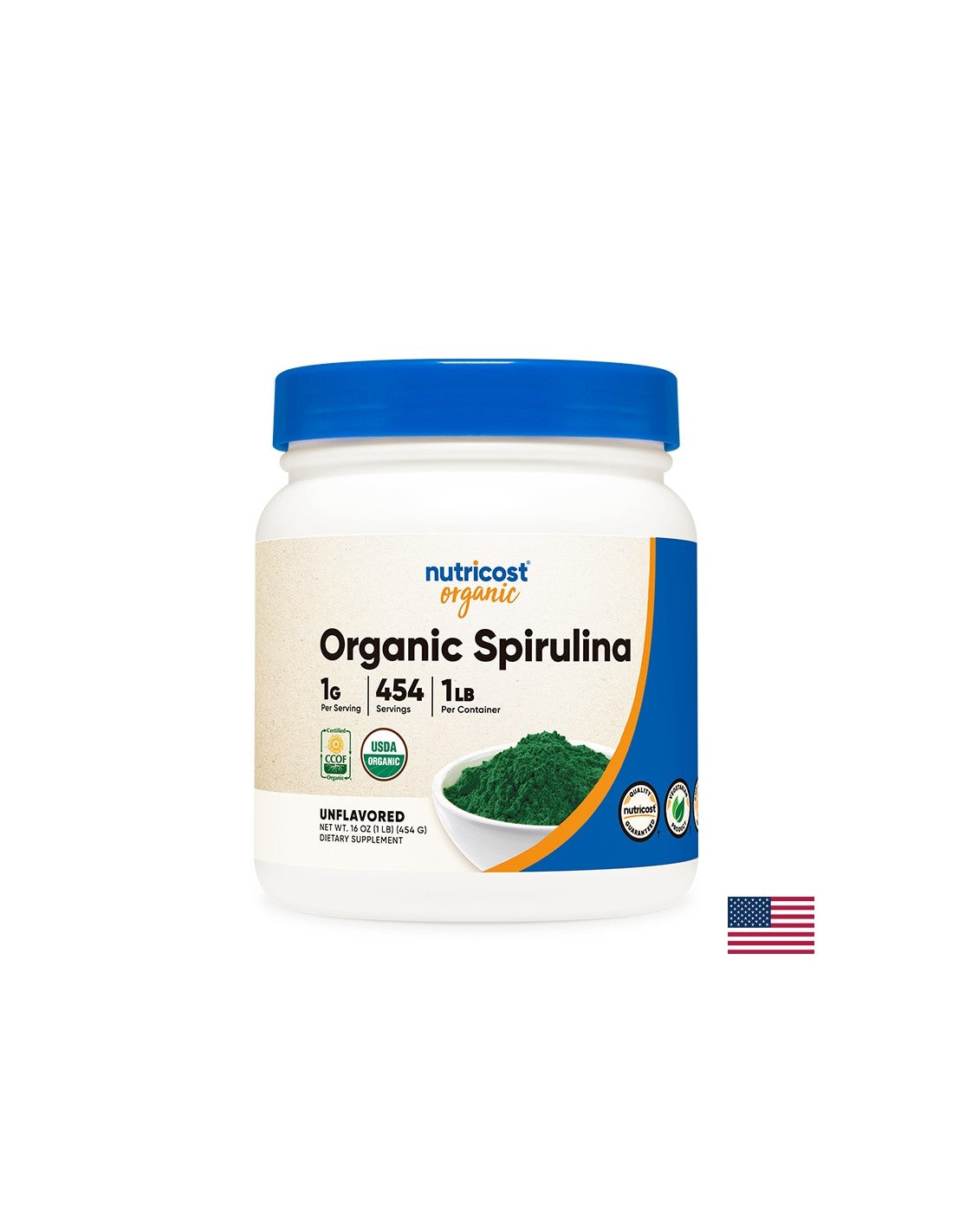 Detoxikácia a imunita - Spirulina Organic, 454 g <tc>Nutricost</tc> prášok