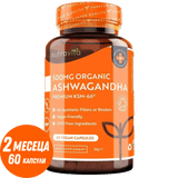 Organické Ashwagandha KSM 66 - Bio Ashwagandha 500 mg 60 vegánskych kapsúl