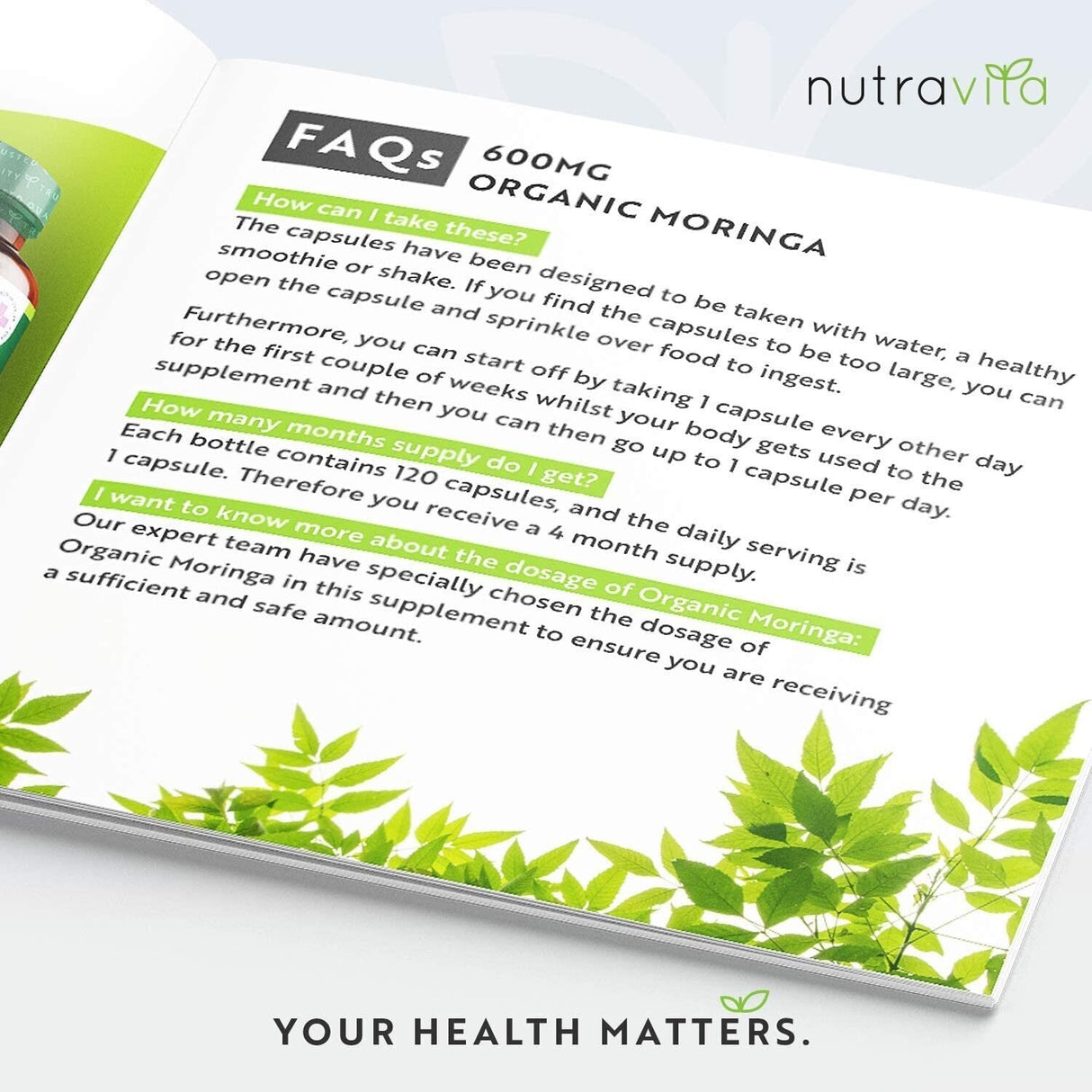 Organic Moringa - Bio Moringa 600 mg 120 Veganské kapsuly