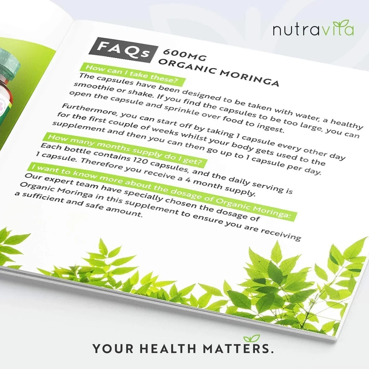 Organic Moringa - Bio Moringa 600 mg 120 Veganské kapsuly