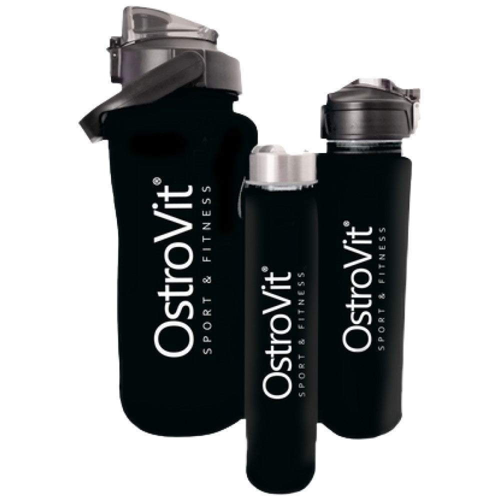 <tc>OstroVit</tc> Fľaše na vodu | 3 v 1 - Čierna 2000 + 900 + 500 ml