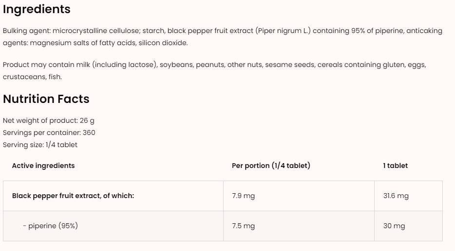 Piperine 30 max 90 tabliet