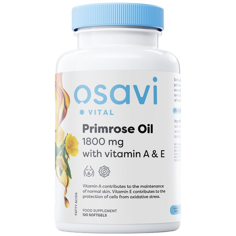 Primrose Oil 1800 mg | s vitamínom A&E - 60 gélových kapsúl