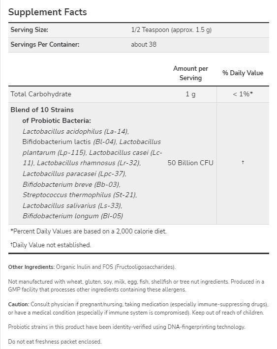 Probiotic -10 ™ 50 miliárd prášku - 57 gramov