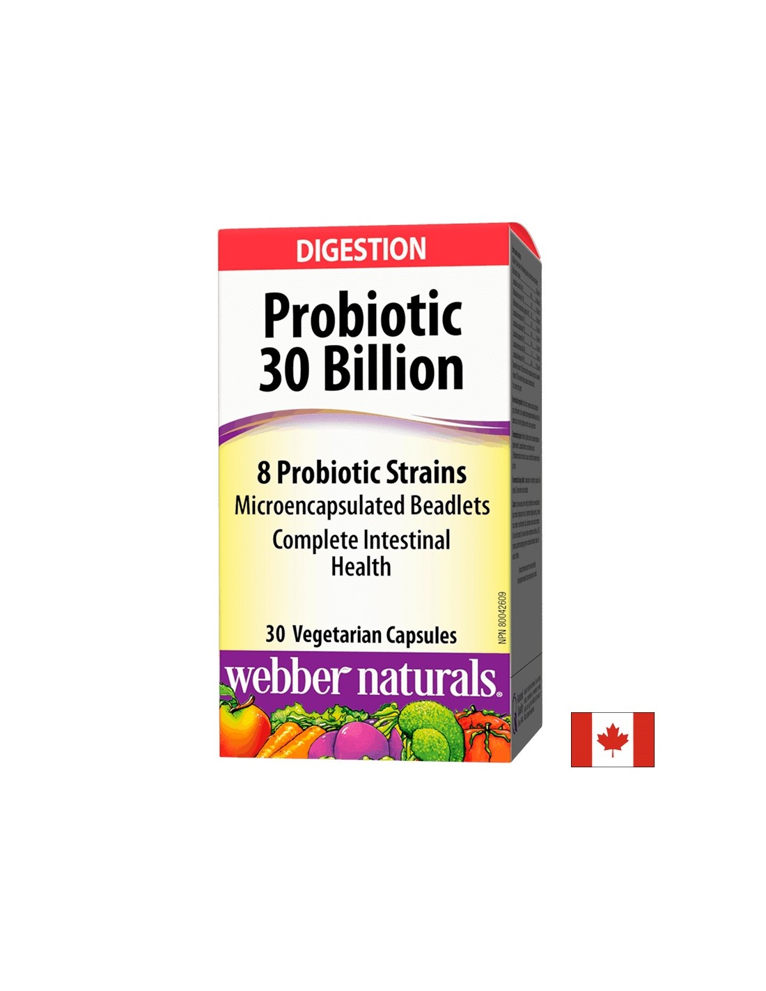Probiotiká 30 miliárd / 8 probiotických kmeňov / Probiotiká, 30 miliárd aktívnych probiotík, 8 probiotických kmeňov, 30 kapsúl <tc>Webber Naturals</tc>