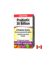 Probiotiká 30 miliárd / 8 probiotických kmeňov / Probiotiká, 30 miliárd aktívnych probiotík, 8 probiotických kmeňov, 30 kapsúl <tc>Webber Naturals</tc>