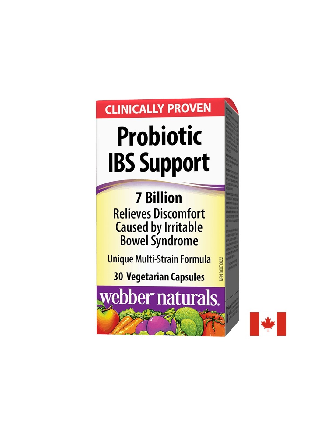 Probiotické IBS Support/Probiotické IBS 4 kmene, 7 miliárd aktívnych probiotík x 30 kapsúl <tc>Webber Naturals</tc>
