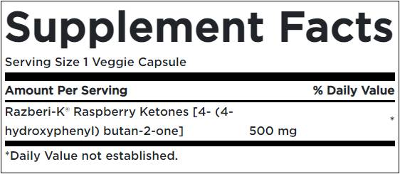 Razberi -K 500 mg / maximálna pevnosť malinových ketónov - 60 kapsúl