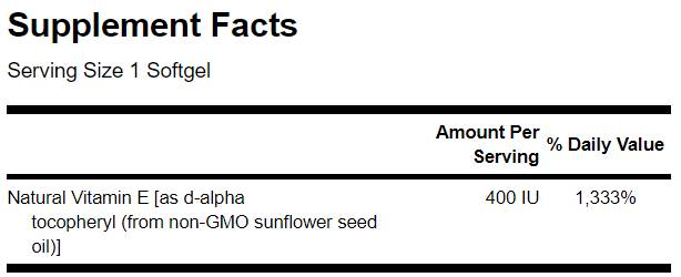 Skutočné jedlo E z slnečnicového oleja mimo GMO 60 gélových kapsúl