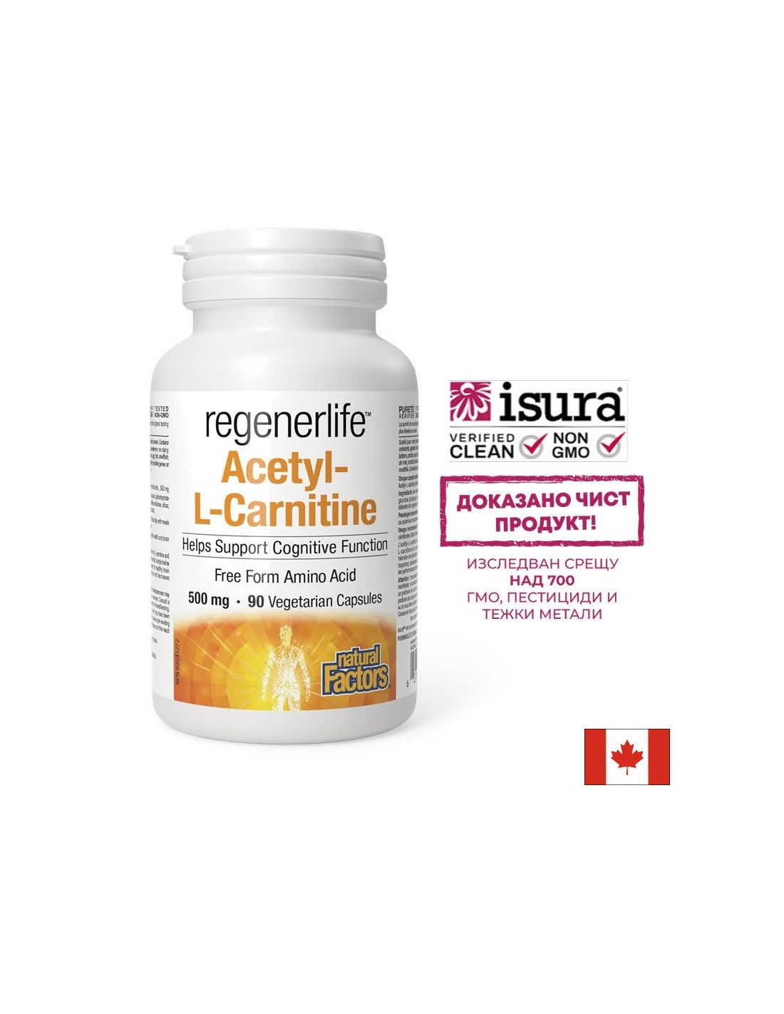 Acetyl-L-karnitín Regenerlife ™-Energia, koncentrácia a metabolická podpora, 90 kapsúl