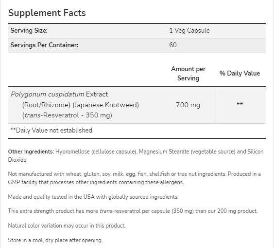 Resveratrol 350 mg | Extra sila - 60 kapsúl