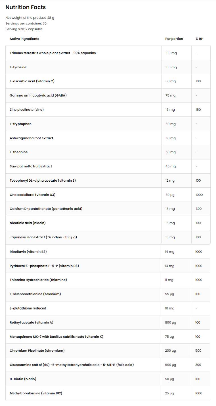 Vitamíny pre mužov S kapsulami Ashwagandha, Tribulus a Saw Palmetto 60
