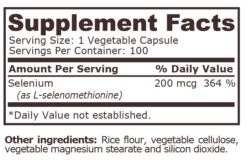 <tc>Pure Nutrition</tc> - SELÉN 200 mcg - 100 rastlinných kapsúl