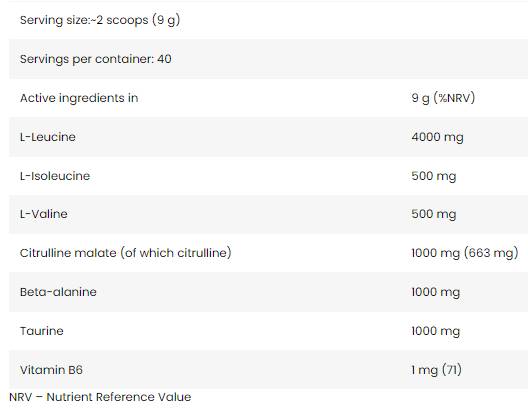 Core BCAA 8: 1: 1 | s citrullínom a beta -alanínom - 350 gramov