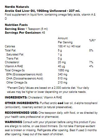 Arktický pečeňový olej 1060 mg - 237 ml