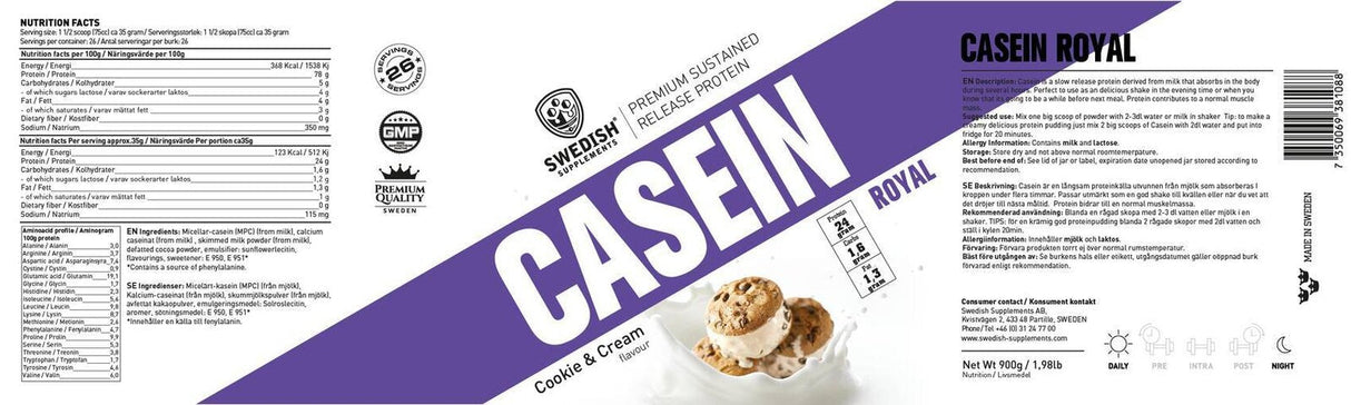 <tc>Swedish Supplements</tc> Casein Royal [900 gramov, 27 dávok]