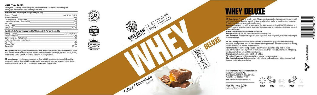 <tc>Swedish Supplements</tc> Srvátkový proteín Deluxe [900 gramov, 27 dávok]