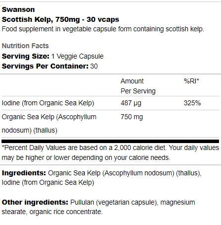 Škótska riasa 750 mg 30 kapsúl