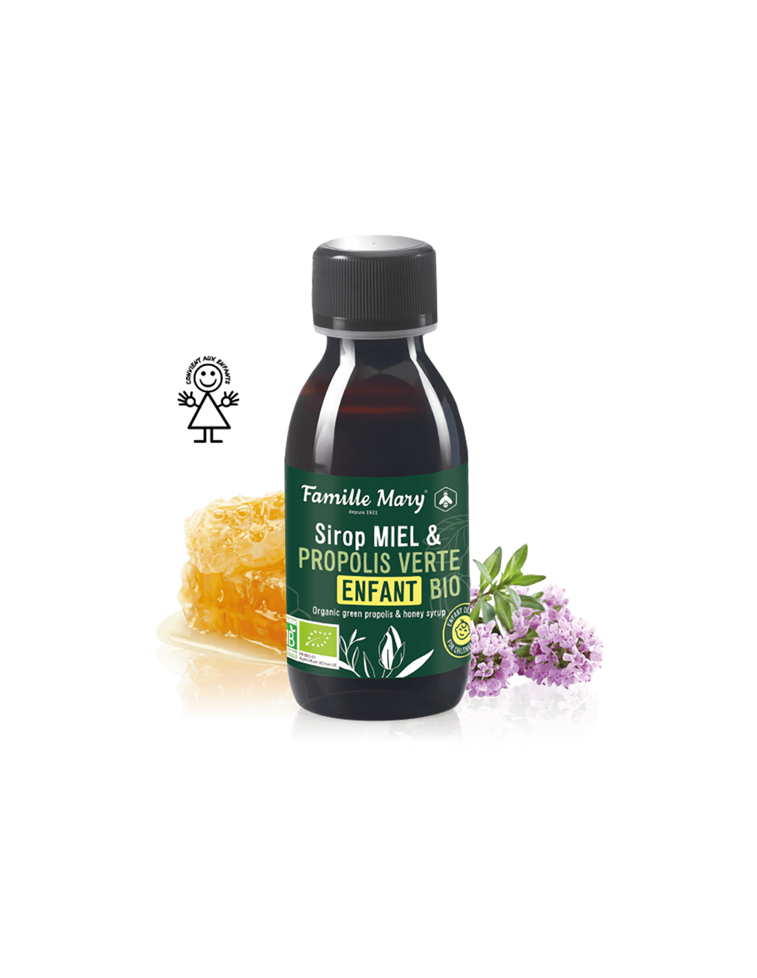 SIROP MIEL et propolis Verte enfant bio / sirup pre deti s medom a zeleným propolisom (organické), 125 ml famille Mary