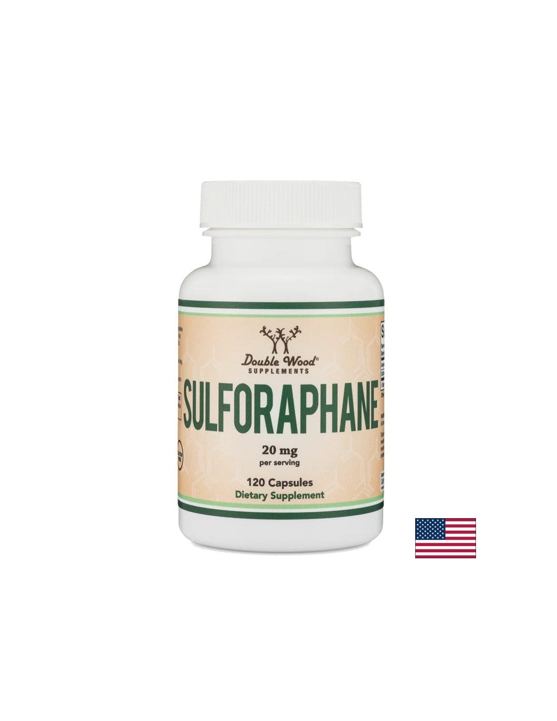 Antioxidant - Sulforaphane, 20 mg x 120 <tc>Double Wood</tc> kapsuly