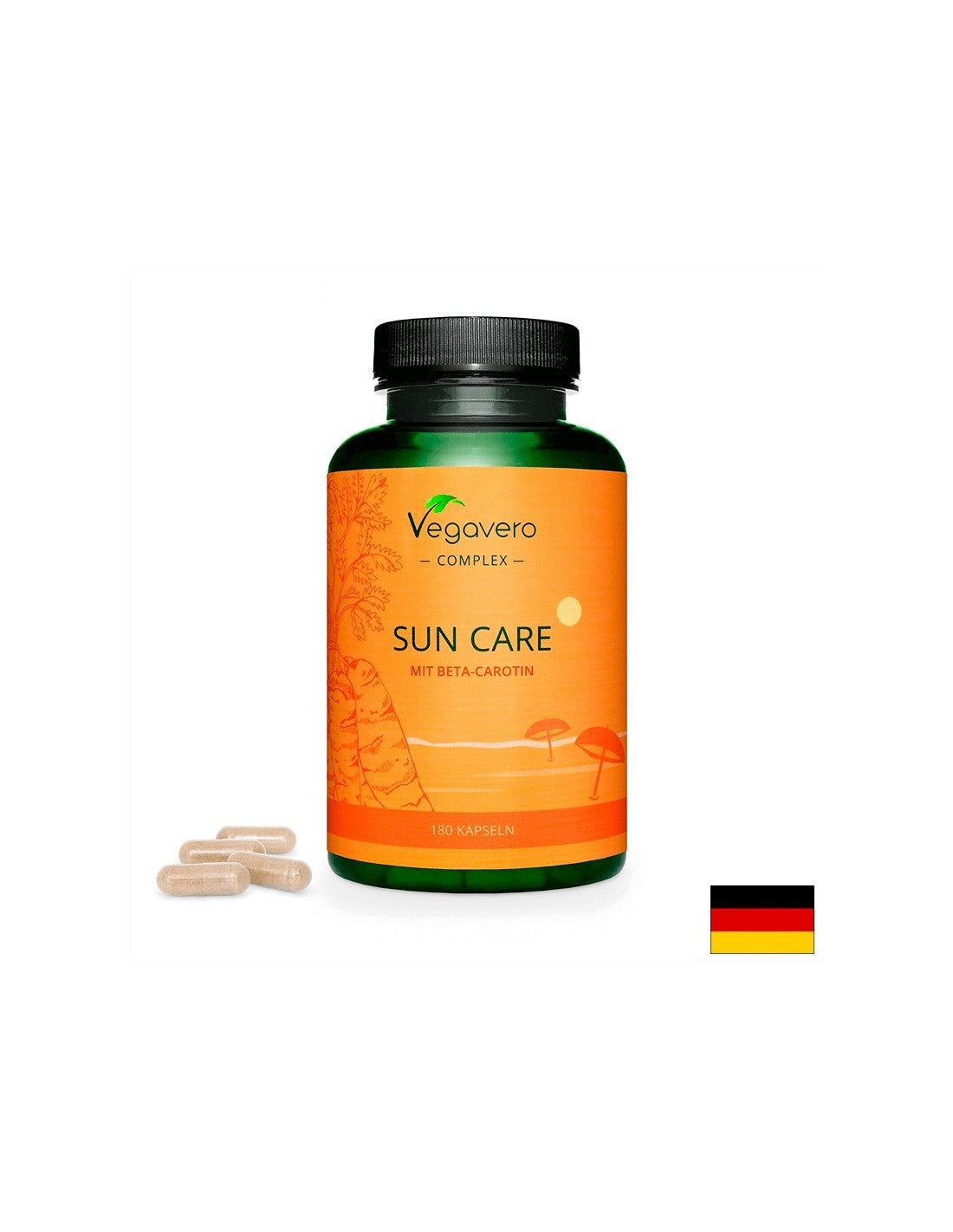 Sun Care Formula na opaľovanie s beta karoténom – pre zamatovú, vyživenú a zdravú pokožku, 180 kapsúl <tc>Vegavero</tc>