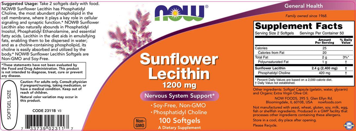 Slnečnicový lecitín 1200 mg - 100 gélových kapsúl