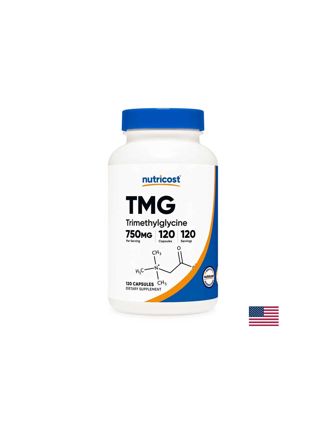 Normalizuje hladinu homocysteínu - TMG Betaín anhydrid (trimetylglycín), 750 mg x 120 kapsúl <tc>Nutricost</tc>