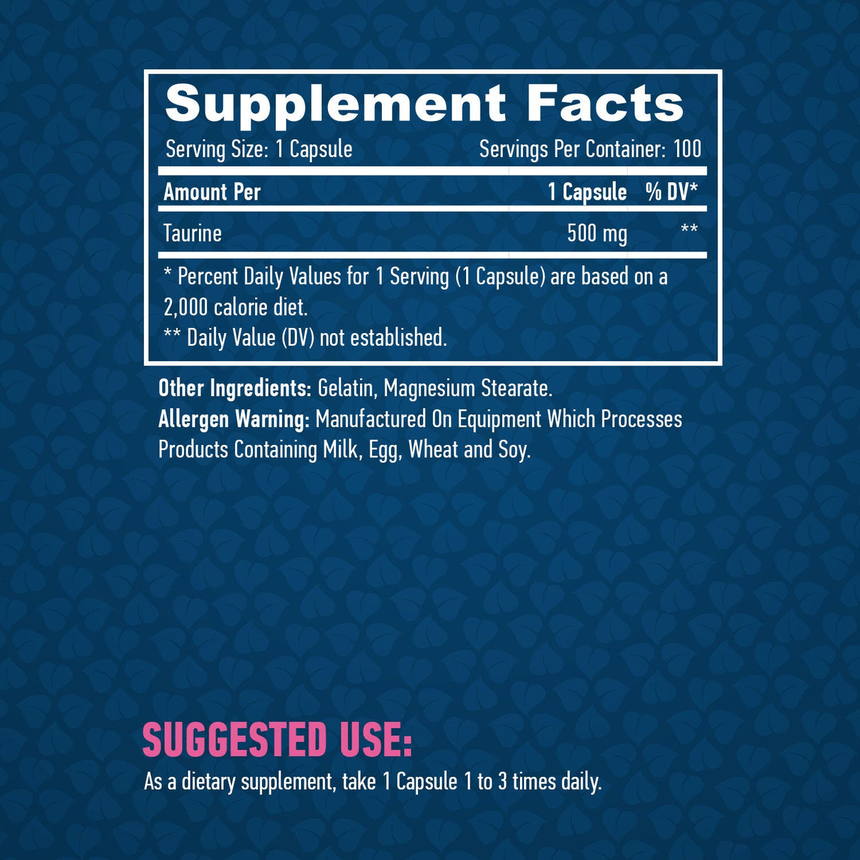 Taurín 500 mg. / 100 čiapky.