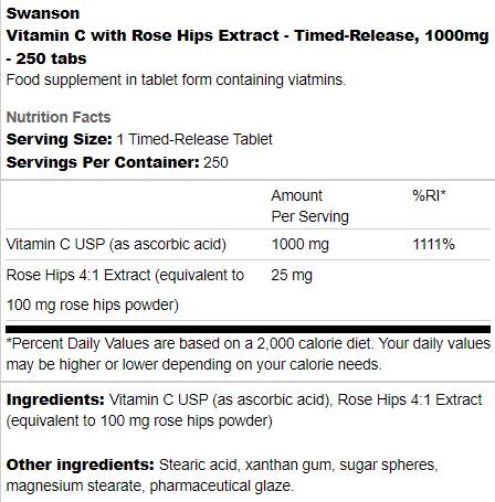 Vitamín C 1000 mg načasovaného uvoľnenia | S ružovými bokmi 250 fliaš