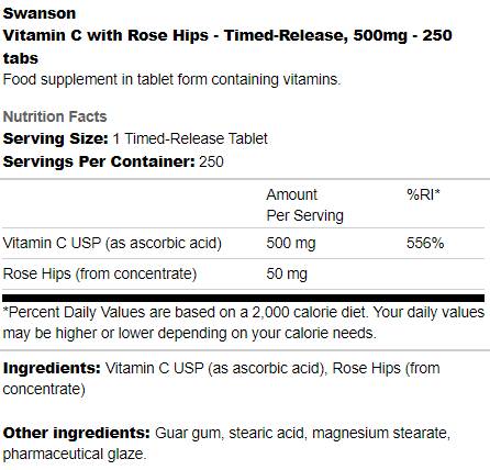 Vitamín C 500 mg načasovaného uvoľnenia | S ružovými bokmi 250 tabliet