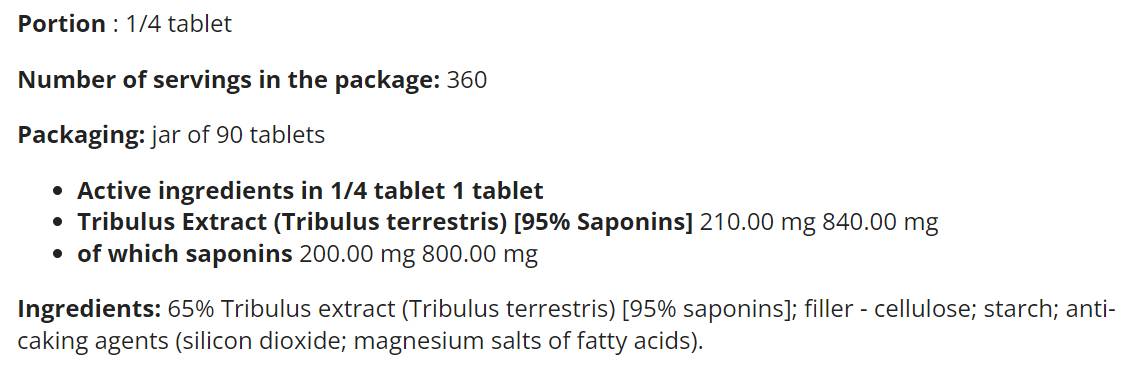 Tribulon Max - Tribulus Terrestris 95% - 90 tabliet