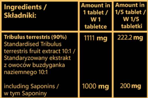 Tribulus 1000 mg | Výťažok z ovocia s 90% saponínmi - 100 tabliet