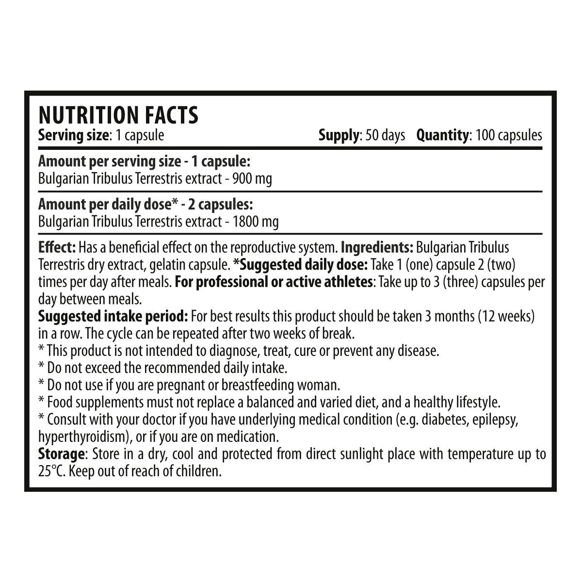 Tribulus max 1800 mg - 100 kapsúl