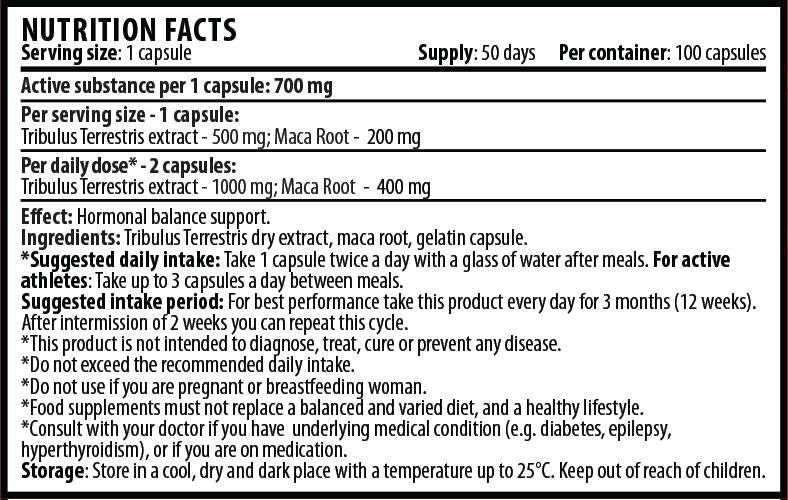 Tribulus s Maca 1400 mg - 100 kapsúl