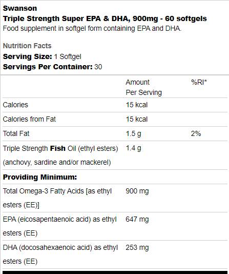 Triple Strenge Super EPA a DHA 900 mg 60 Softgels